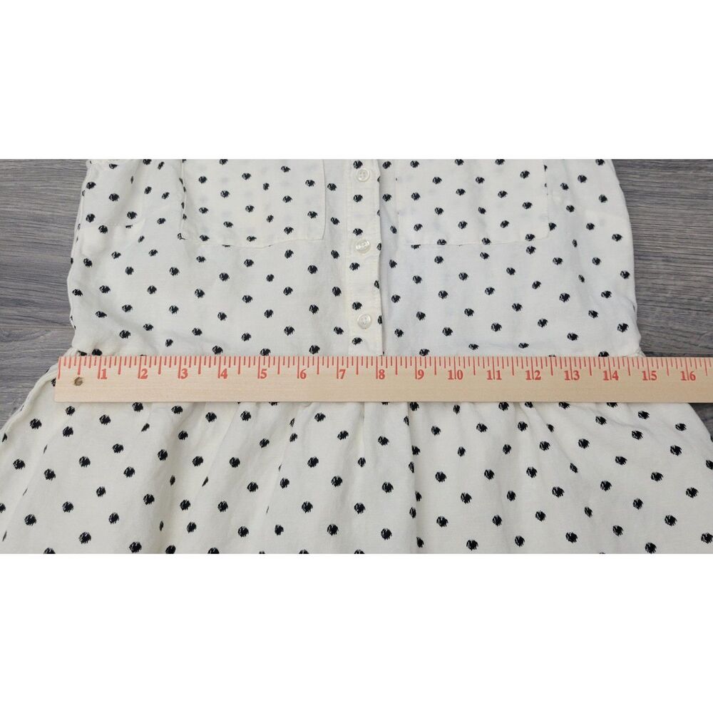 Ann Taylor LOFT Womens Sleeveless Mini Dress Cream Black Polka Dot Size 0 Collar - Picture 6 of 7